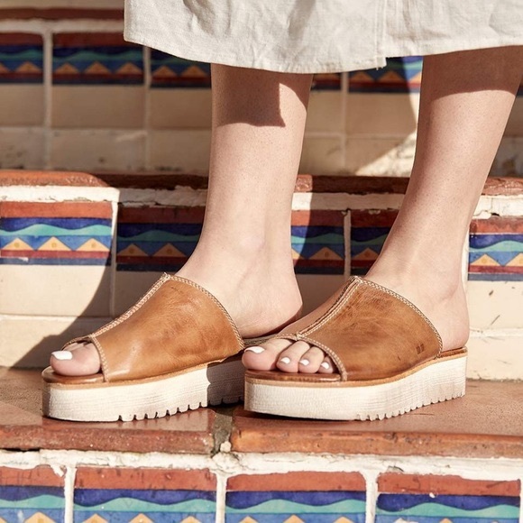 Bed Stu Shoes - BED STU Fairlee II Platform Slide Sandal Tan Rusti